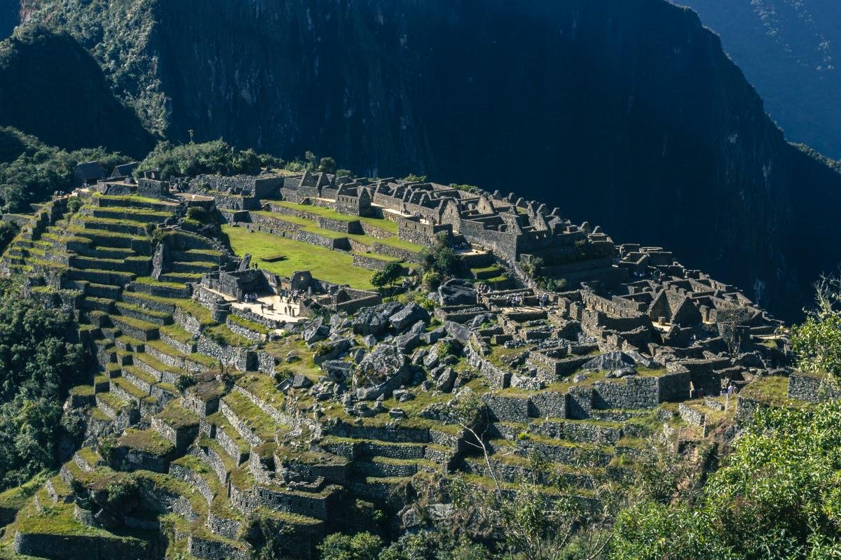 Vista aérea de Machu Picchu, Perú